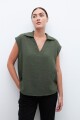 Blusa cuello camisa verde oliva