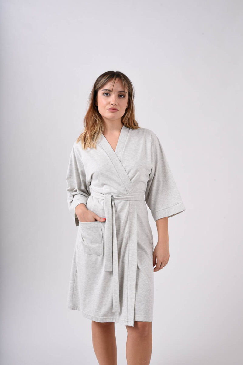Bata Manga Intermedia Algodón - Gris Melange 