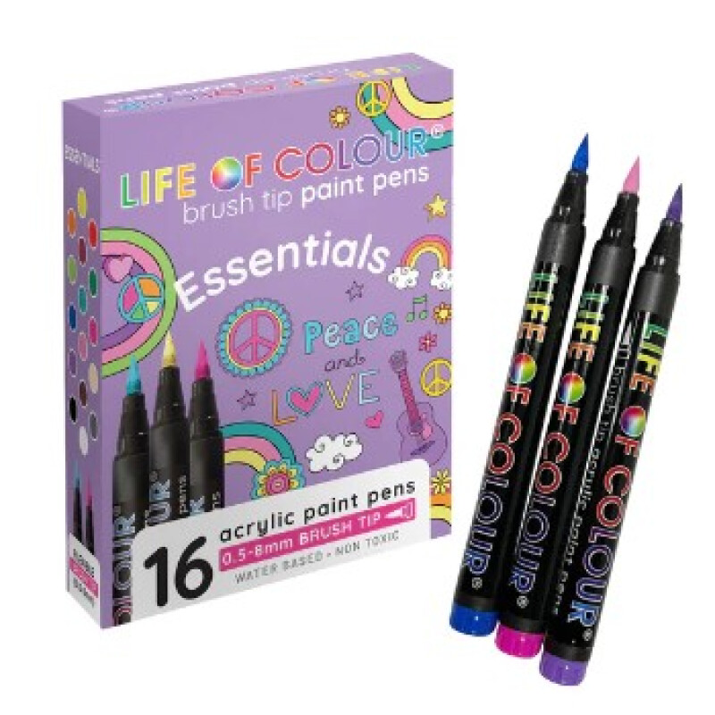 BRUSH MARKERS acrilicos- 16 colores clasicos Life Of Colour Brush Markers Acrilicos- 16 Colores Clasicos Life Of Colour