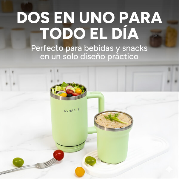 Vaso Térmico Acero inoxidable Doble 890ml + 295ml C/pajita Color Verde