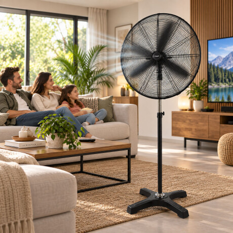 Ventilador Pie Industrial Oscilante 3 Vel 180W Cuori Uragano Negro