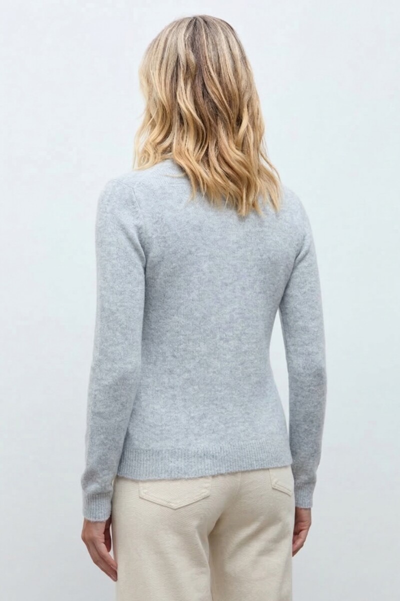 Cardigan bordado floral gris melange