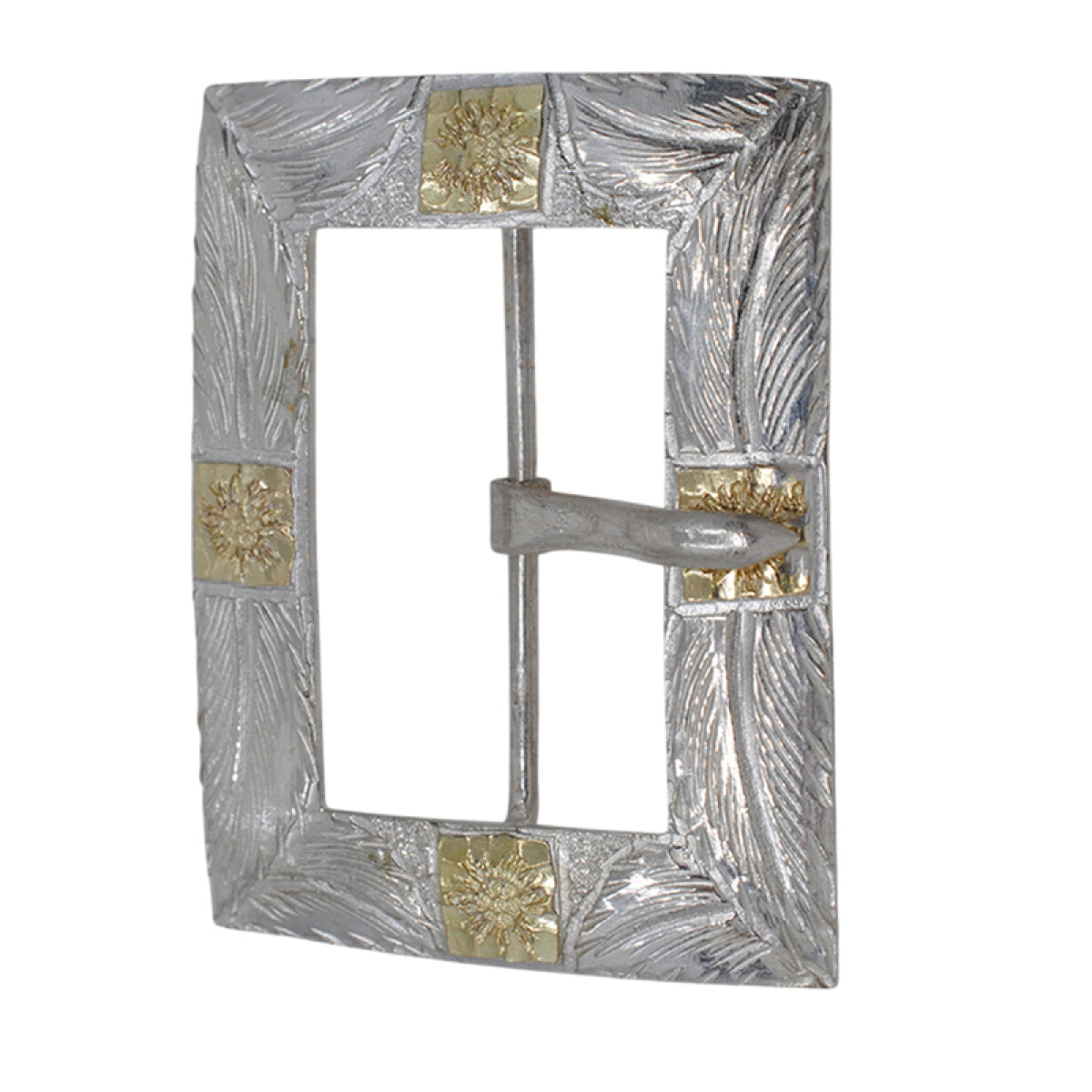 Hebilla de plata y oro rectangular 