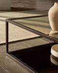 Mesa de centro Blackhill 80 x 80 cm cristal y acero acabado negro