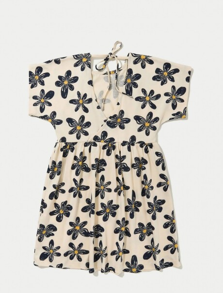 VESTIDO CORTO INFANTIL CON ESTAMPADO BEIGE