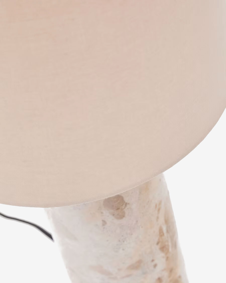 Lámpara de mesa Raze de mármol beige y pantalla de lino beige Lámpara de mesa Raze de mármol beige y pantalla de lino beige