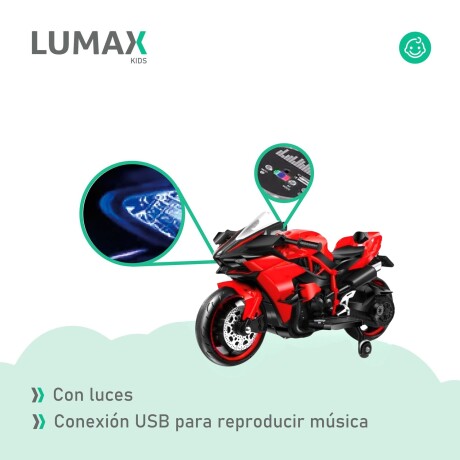Moto a Batería Barry con ruedas luces música y usb Rojo