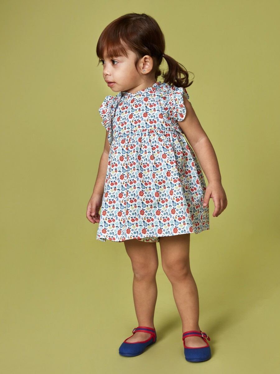 Vestido De Flores Gris