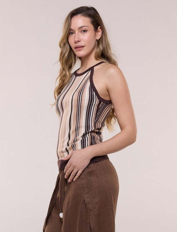 Musculosa Tejida Lineas MULTI/MARRON