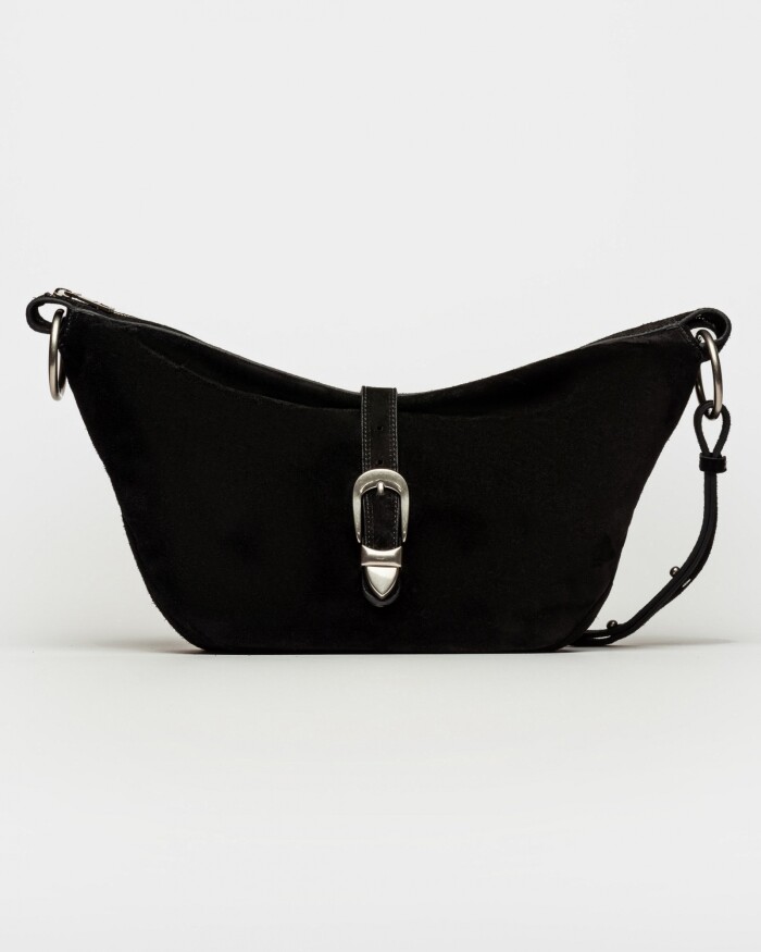 Bolso Bambu en cuero gamuza Negro