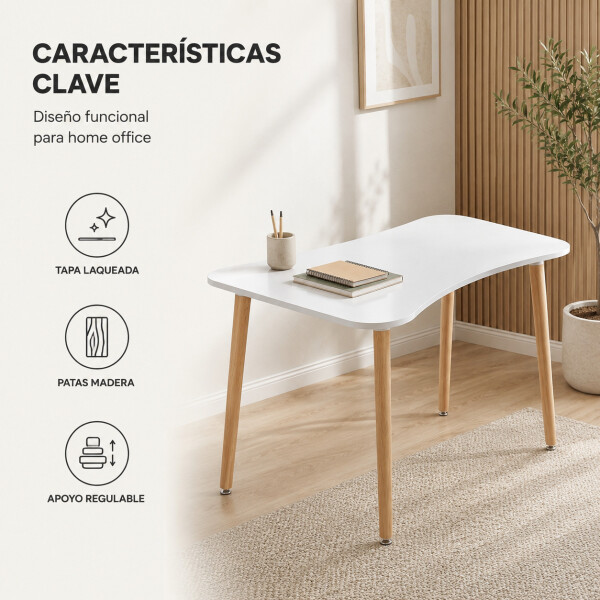 Escritorio Combohome Milan Mesa 100 Cm Laqueada Home Office Color Blanco