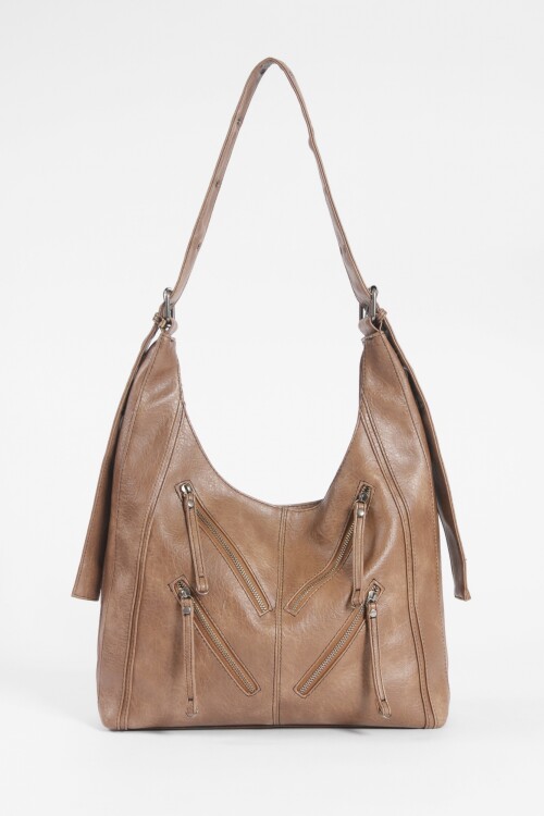 Cartera soft ojalillos marrón