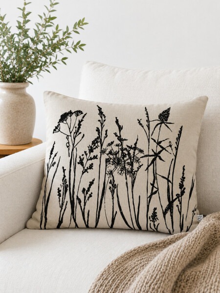 FUNDA ALMOHADON LILLE FLOWER NEGRO