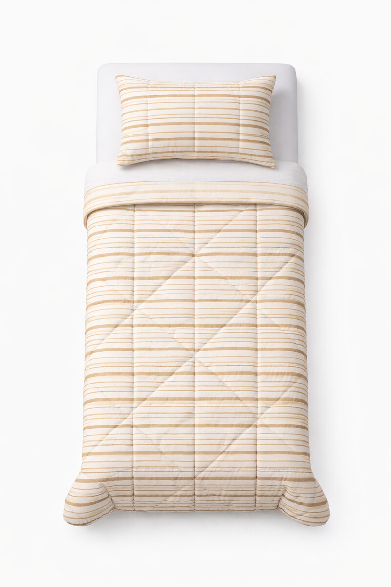 ACOLCHADO ESTAMPADO DE 1 PLAZA - BEIGE 