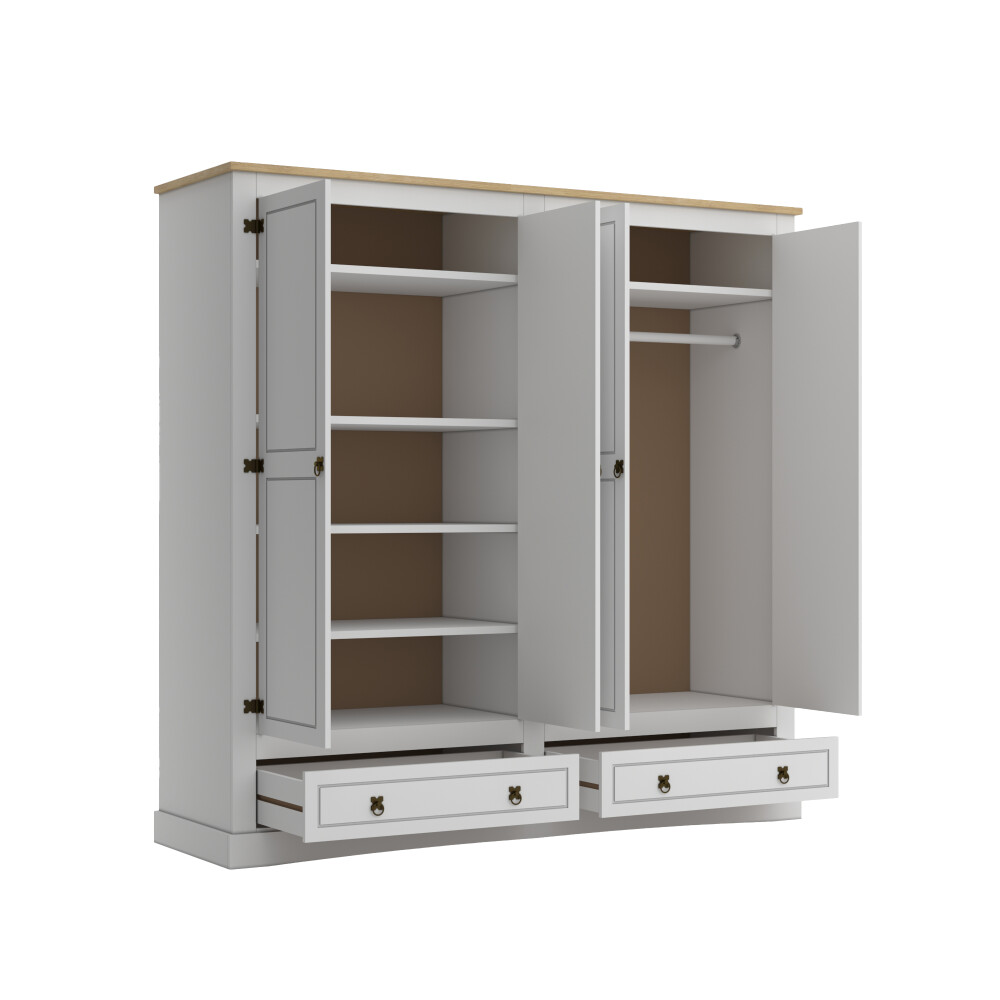 Ropero 4 puertas 2 Cajones Madera - Linea mexicana Blanco
