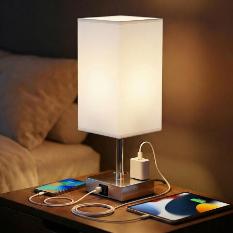 Lámpara de Mesa Touch IMBACK IBK-ILU013 | Con USB-C, USB-A y Enchufes | Moderna y Funcional Blanco Lámpara de Mesa Touch IMBACK IBK-ILU013 | Con USB-C, USB-A y Enchufes | Moderna y Funcional Blanco