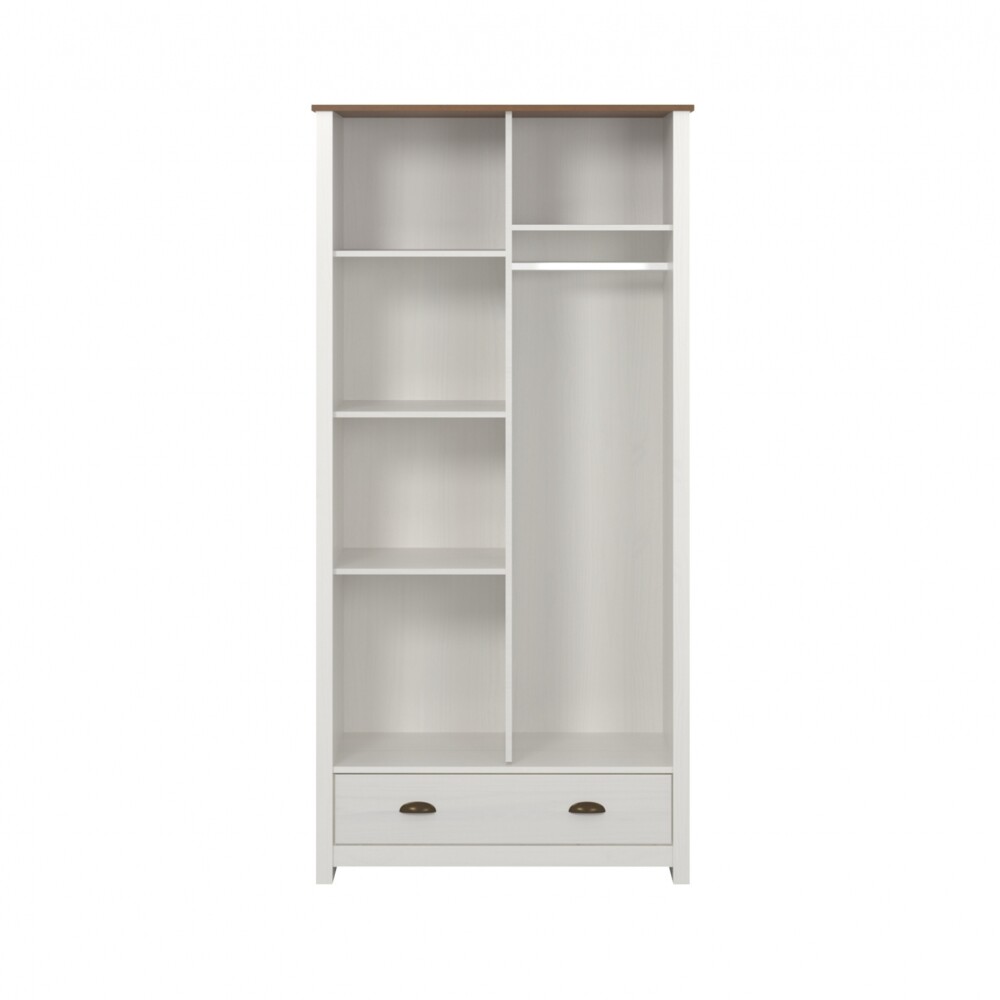 Ropero 2 puertas 1 cajón - Madera maciza - Linea Colonial Blanco