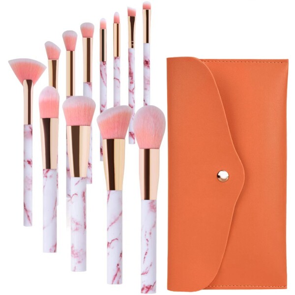 Set De 10 Brochas De Maquillaje Con Estuche Fibra De Nylon Set De 10 Brochas De Maquillaje Con Estuche Fibra De Nylon