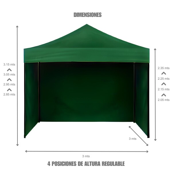 Gazebo Plegable con Paredes 3x3 Para Playa o Jardín Autoarmable Color Verde Gazebo Plegable con Paredes 3x3 Para Playa o Jardín Autoarmable Color Verde