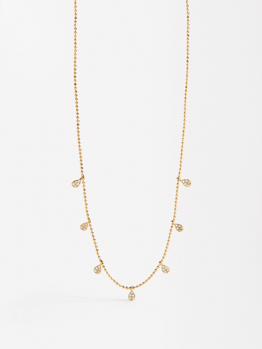 Collar Corto Con Circonitas - Plata De Ley 925 dorado