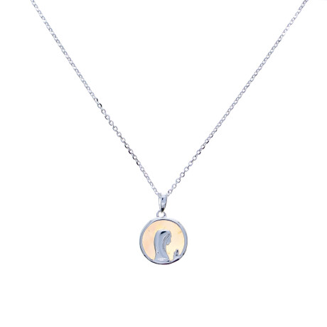 Conjunto de cadena y medalla religiosa de plata 925 y nácar, VIRGEN NIÑA. Conjunto de cadena y medalla religiosa de plata 925 y nácar, VIRGEN NIÑA.