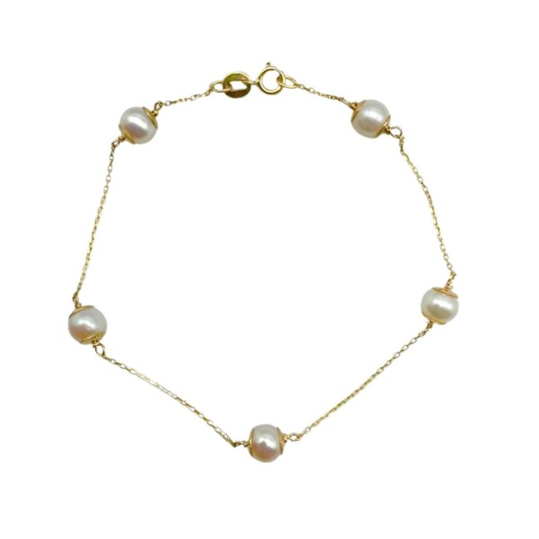 Pulsera Perlas-Oro bajo-Con Perla-PU8070 conpiedra