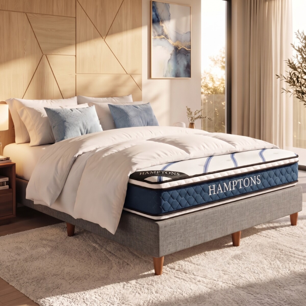 Sommier King HAMPTONS Hybrid Scandium Smart Box - Gris 