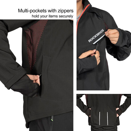 Campera Rockbros Impermeable YPW001R Cintas Reflectivas NEGRO