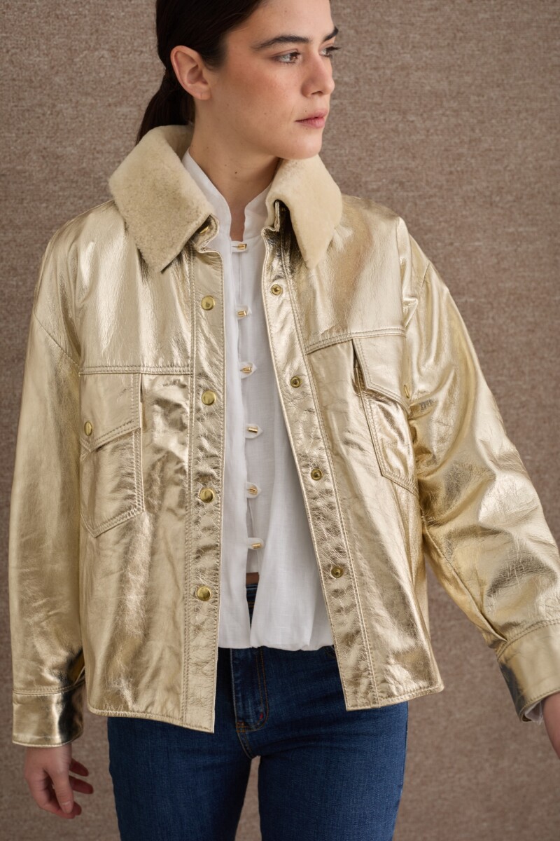 CAMISA COURO METALIZADO SS24 Champagne