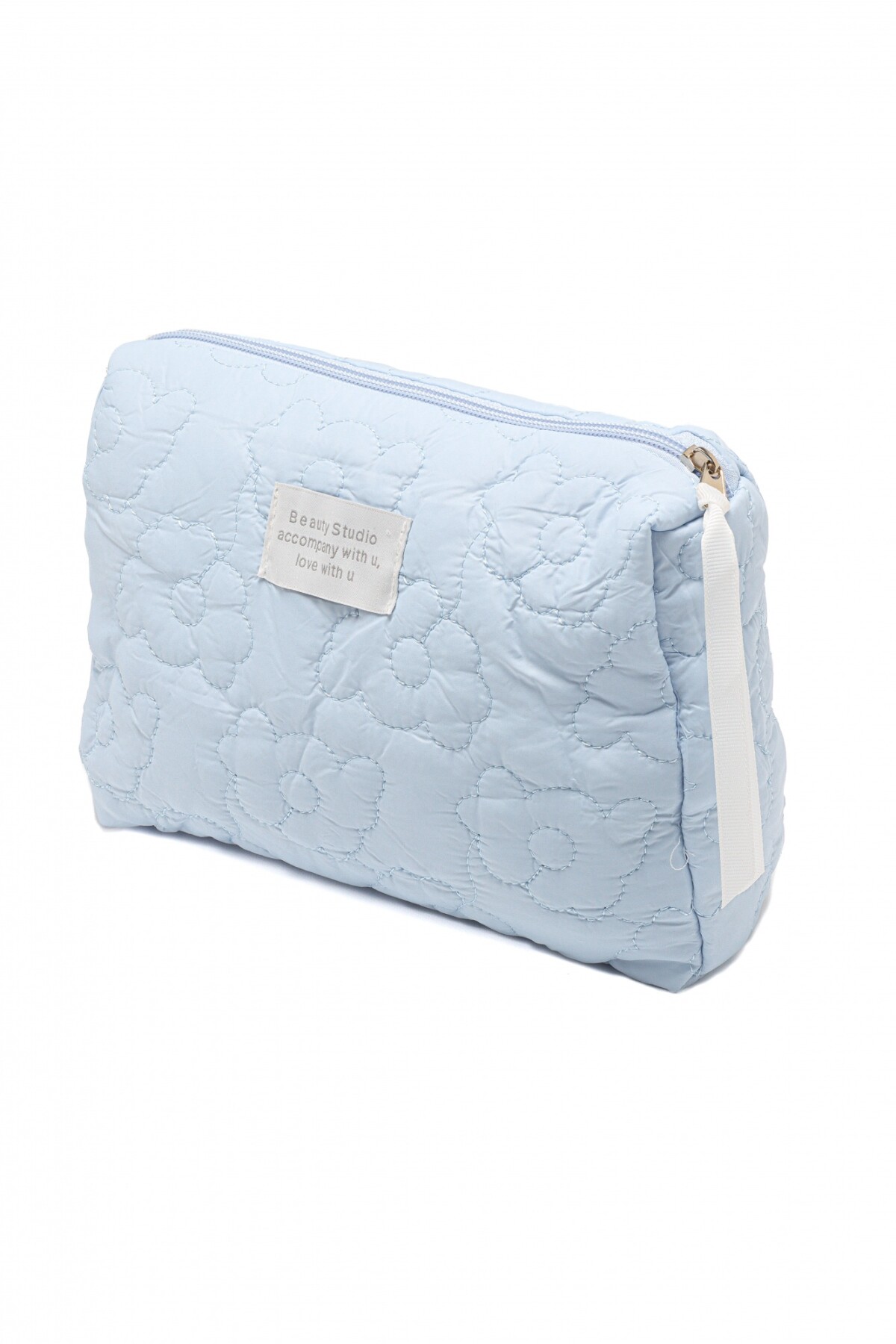 Estuche Matelaseado Flores Celeste