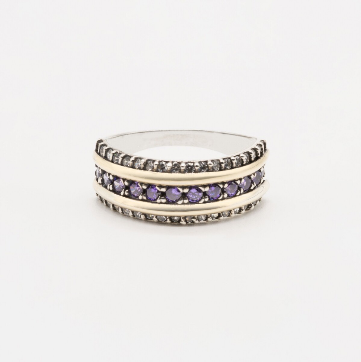 Anillo York Purple - Plata y Oro 