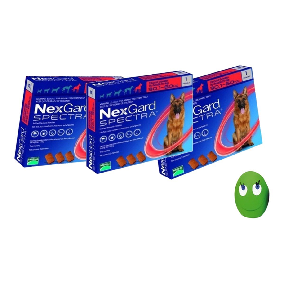 NEXGARD SPECTRA XL x1 (30 A 60 KG) X3 + JUGUETE DE REGALO 