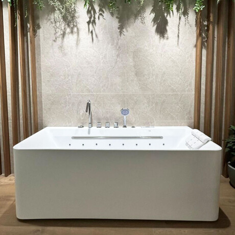 HIDROMASAJE EN ACRILICO PURO INCL 9 JETS + LUZ LED + CASCADA + PARLANTE EXT BLANCO