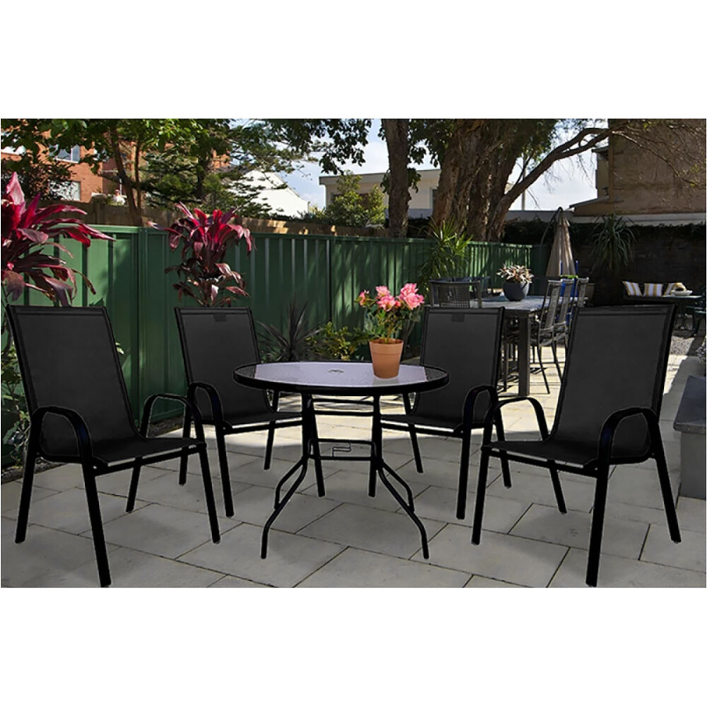 SET DE JARDIN ACERO-Y-TEXTILINA NEGRO MINORI