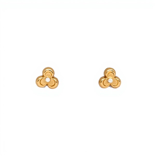Caravanas Flor de oro - Oro bajo -Zirconia - CA8168 conpiedra