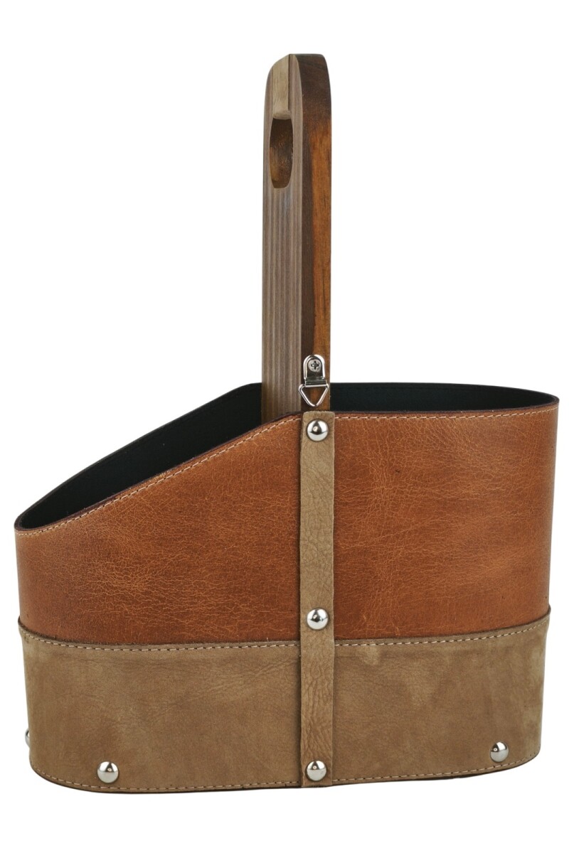 Matera de Cuero Vacuno Legítimo con Estructura Integral de Madera Marrón claro