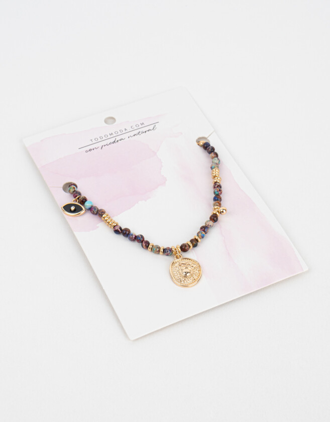 Collares Cortos Con Piedra Natural Collar Con Piedritas - Dorado