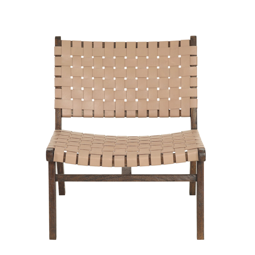 BUTACA CUERO-Y-MADERA MARRON KAIA TAUPE