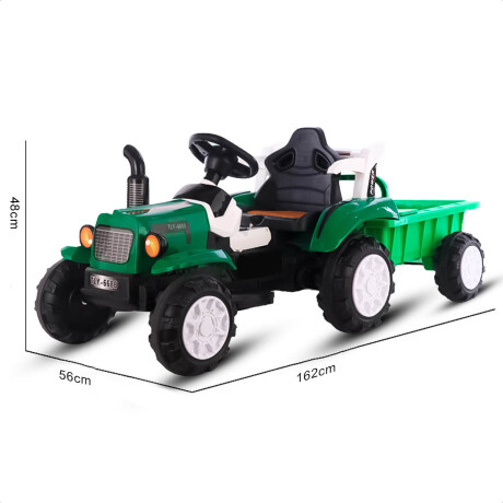Tractor A Batería Con Remolque Luces Música Y Sonidos Verde