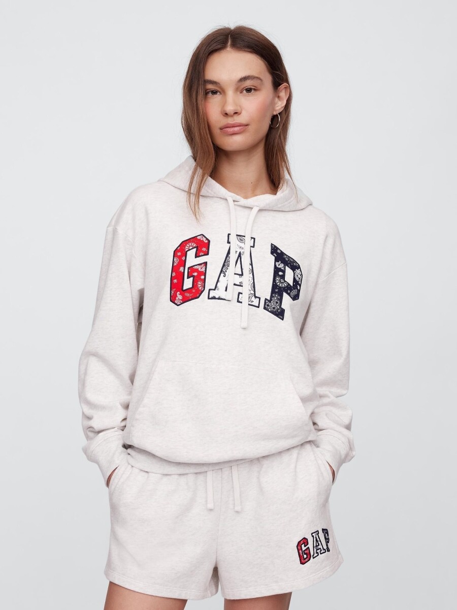 Buzo Canguro Logo Gap Sin Felpa Mujer - Pale Grey Heather Bc01 