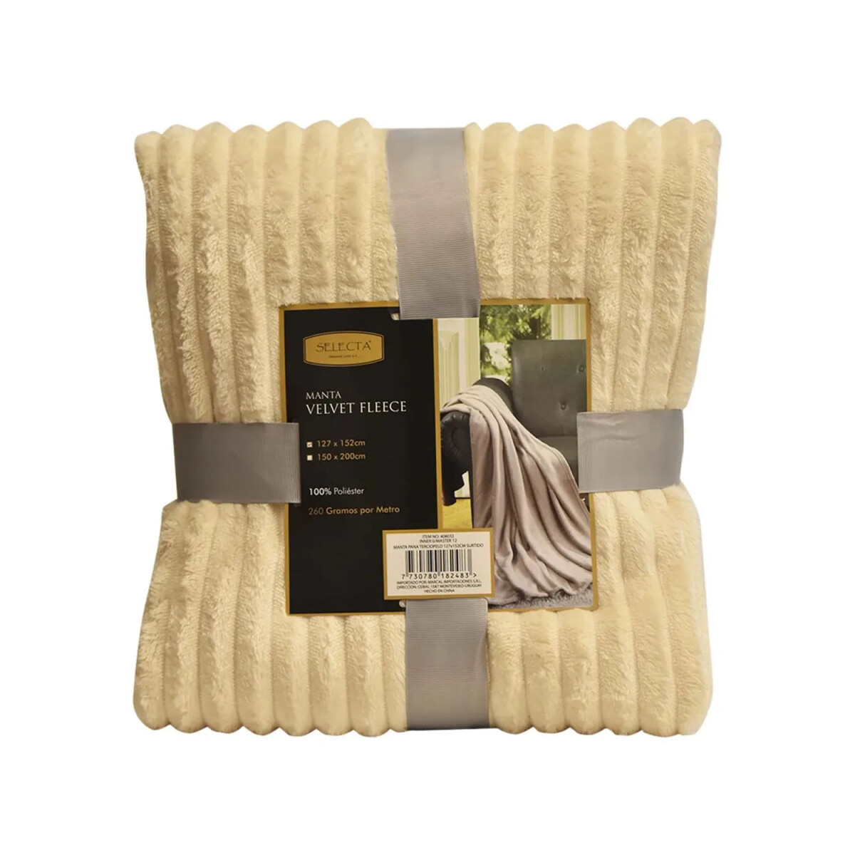 Manta Polar Velvet Fleece Frazada Pana Terciopelo 127x152cm - Beige Claro 