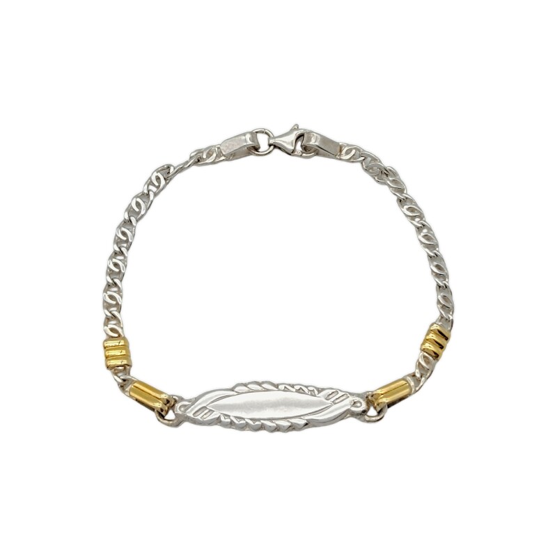 Pulsera de identidad-Plata y Oro-Sin piedra-PU5046 sinpiedra