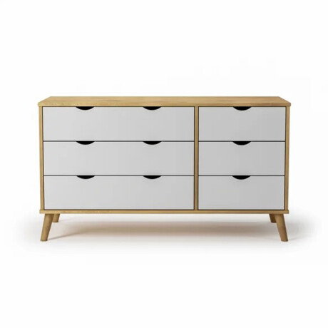 Cómoda Cajonera en madera maciza, con patas - 6 cajones BLANCO