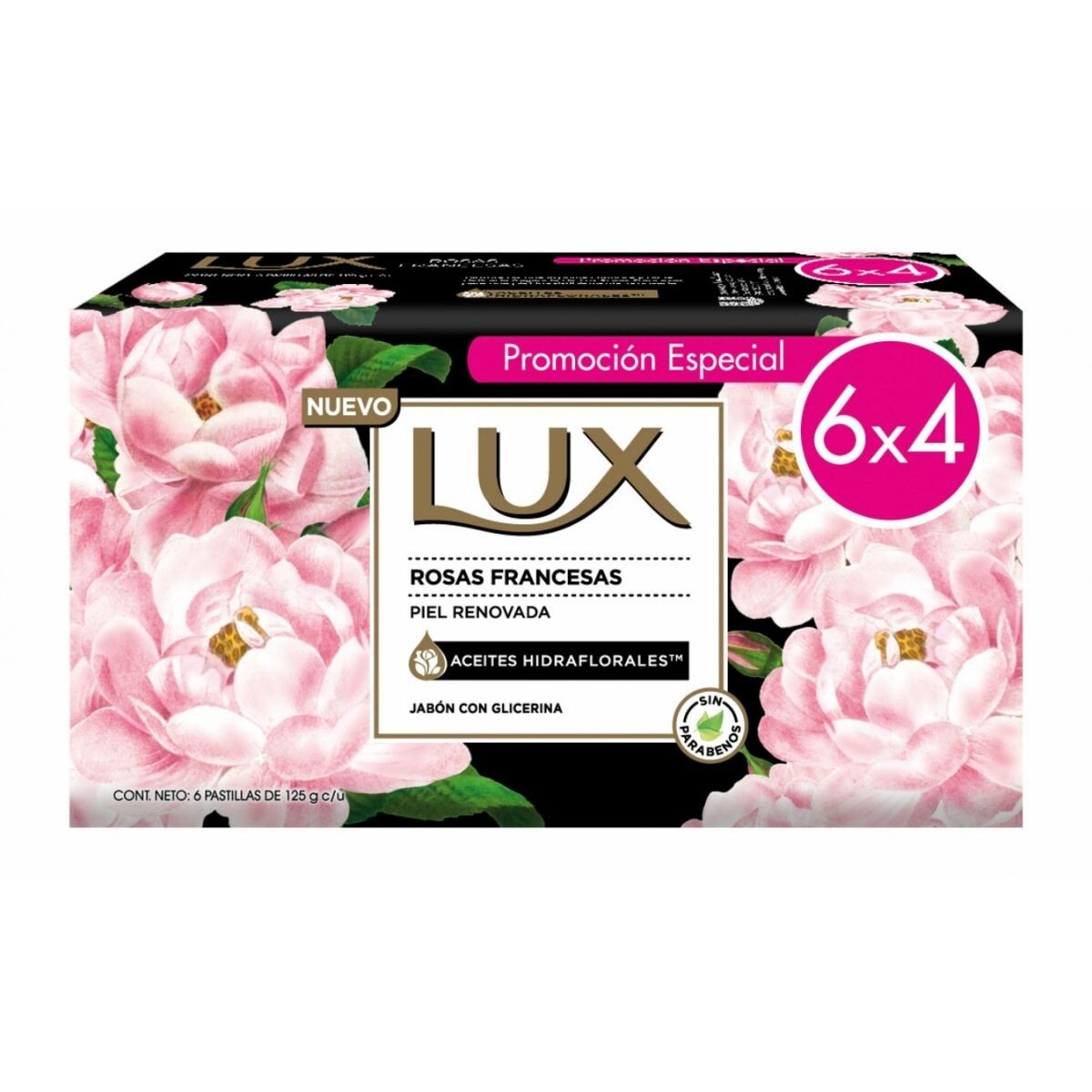Jabón en Barra Lux Rosas Francesas - Pack Ahorro X6 125 GR 