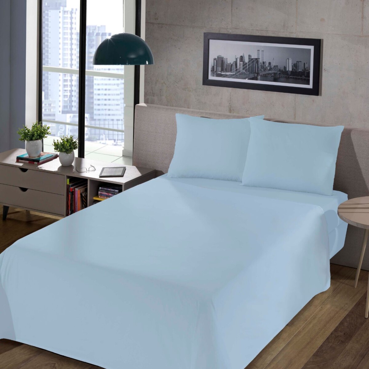 Juego de Sábanas Richmond 1 plaza - Celeste 