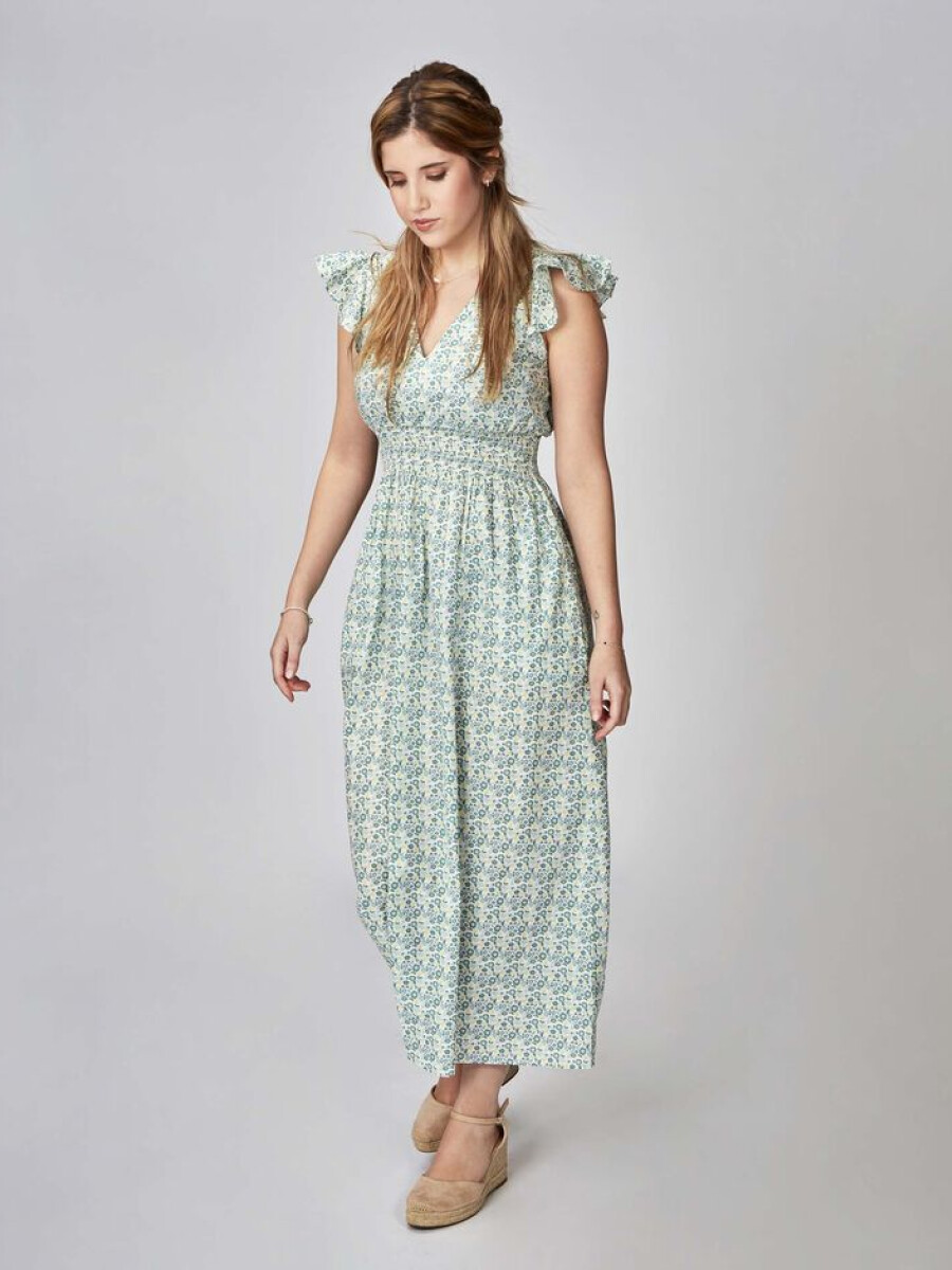 Vestido Estampado Flores Gris