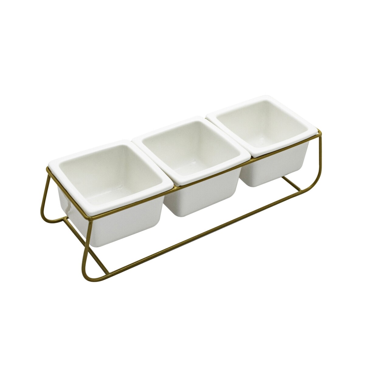 Set de 3 macetas Selecta en cerámica con base de metal - Dorado 
