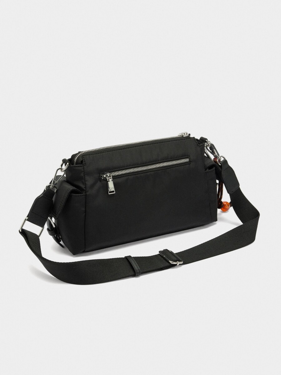 Bolso Bandolera De Nylon Con Colgante negro