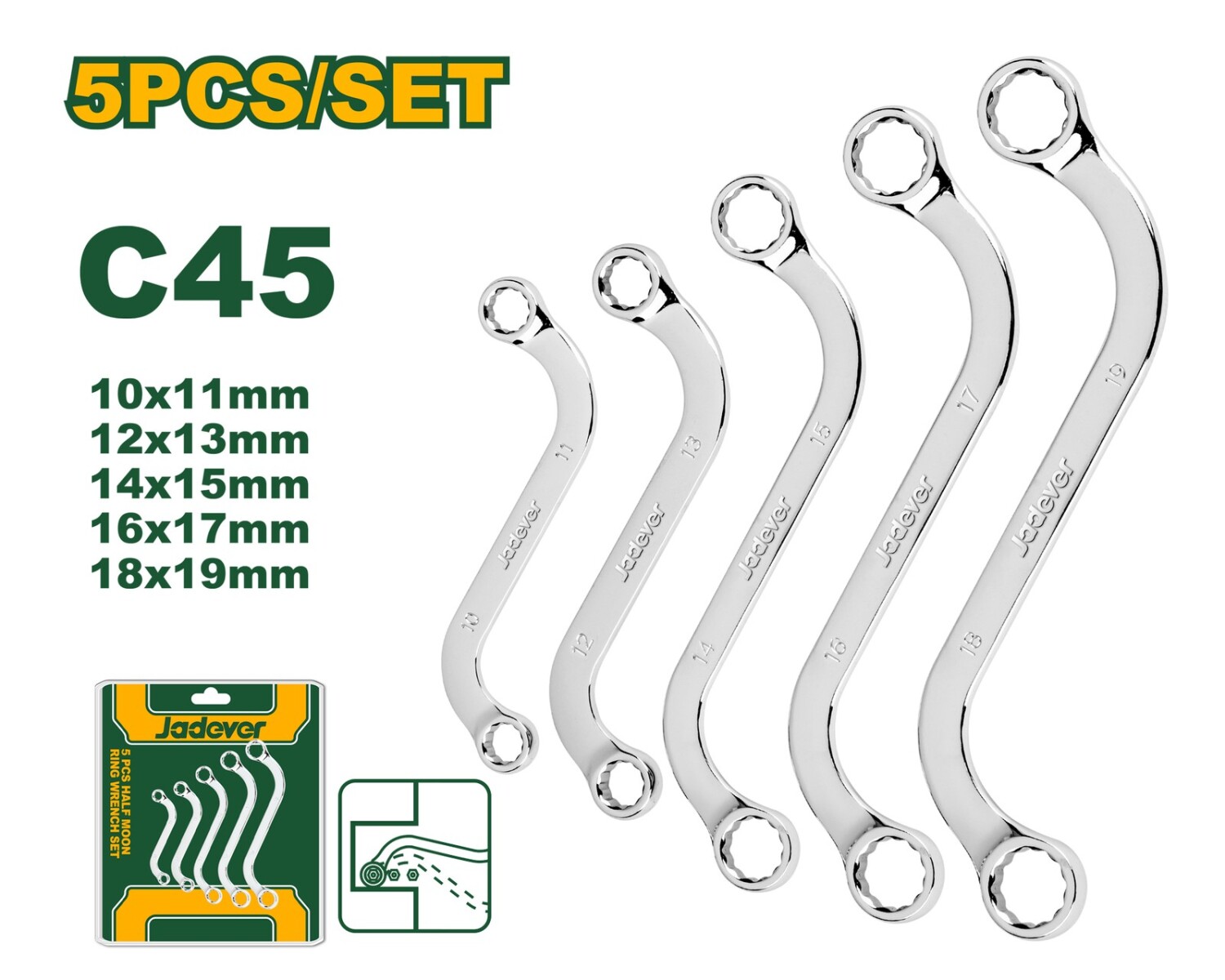 Set 5 llaves tipo s 8-22mm jadever JDFR4405 