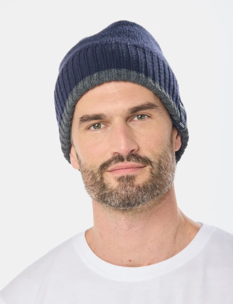 GORRO TEJIDO REVERSIBLE Azul
